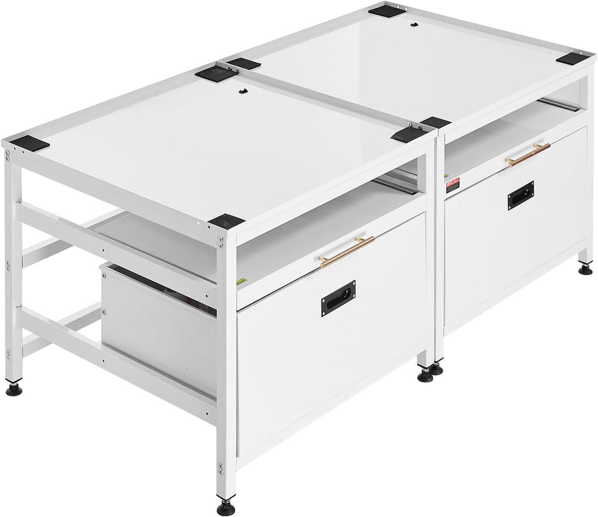 VEVOR Laundry Pedestal, 22.6 in Height, 29 x 29 in Washer and Dryer Pedestals with Pull-out Tray and Storage Space, 800 lbs Load Capacity, Non-Slip Feet Washing Machine Stand Universal, White, 2 Pack