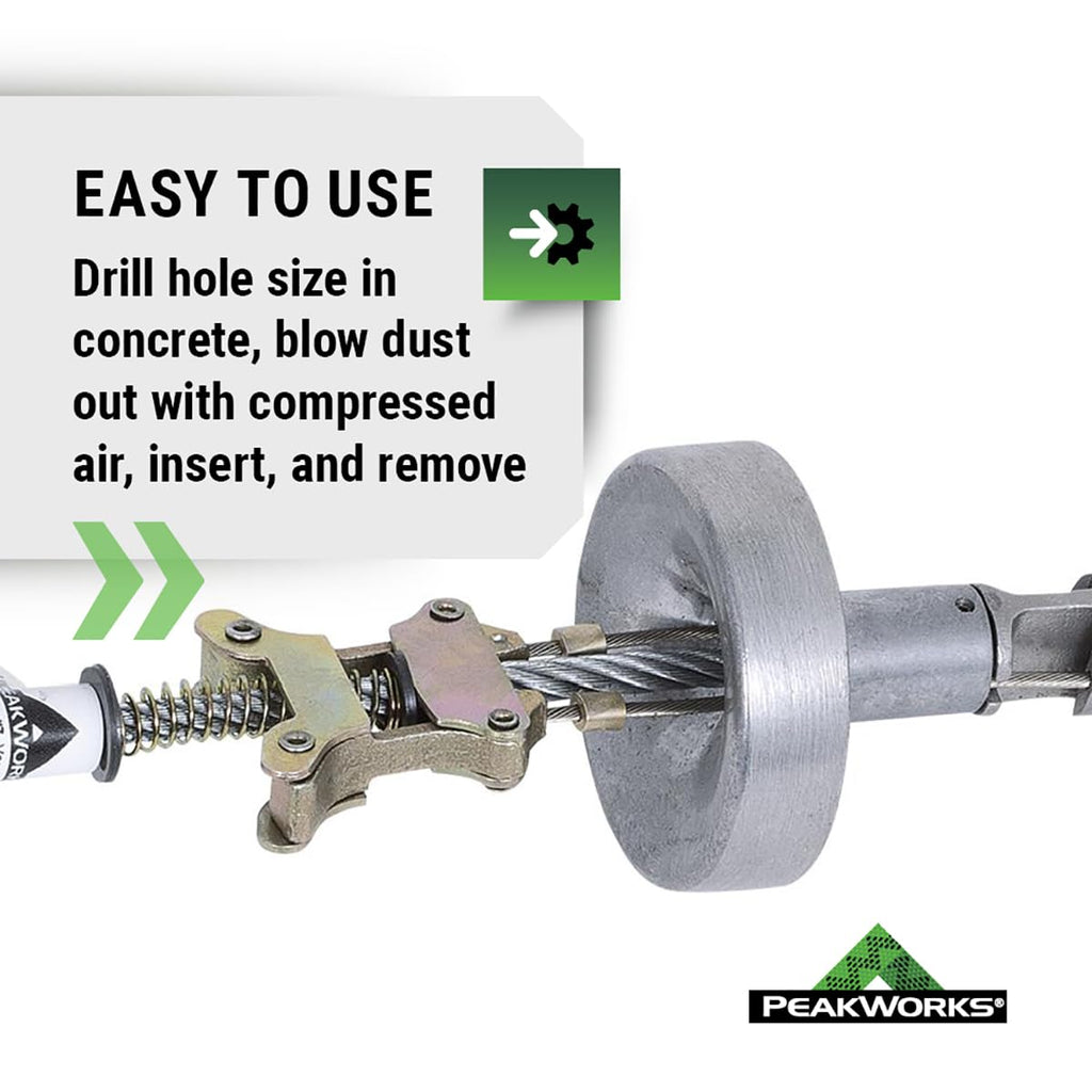 Peakworks Temporary Reusable Drop-In Anchor for Concrete - Industrial, Construction, Roofing Fall Protection - ANSI & OSHA Compliant - 3/4' (19 mm)