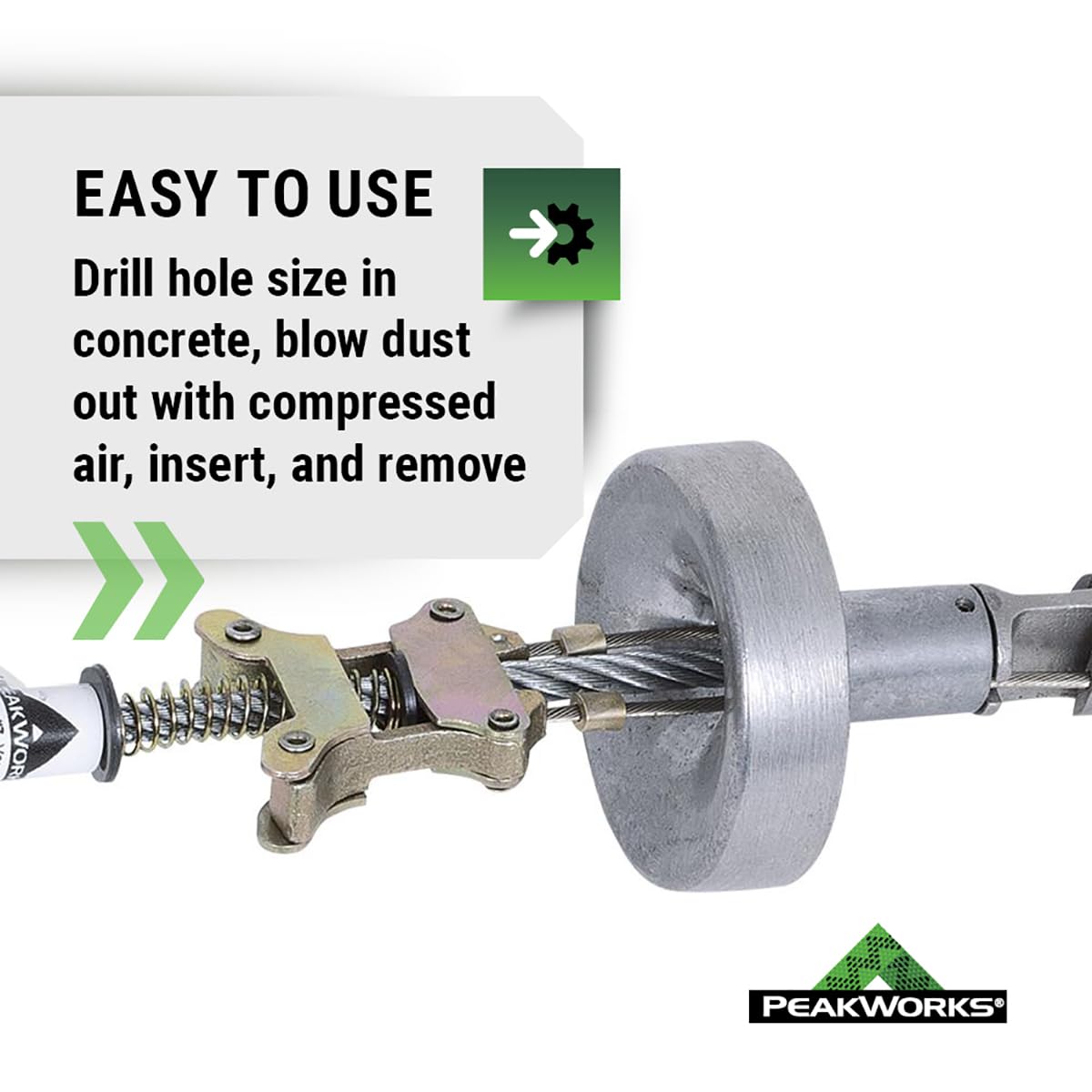 Peakworks Temporary Reusable Drop-In Anchor for Concrete - Industrial, Construction, Roofing Fall Protection - ANSI & OSHA Compliant - 3/4' (19 mm)