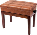 Vanity Bench,Faux Leather Piano Stool Piano Bench with Storage CompartmentLoad Capacity Up to 180Kg55 X 34 X 47-57CmHeight AdjustableSuitable for Single PersonTeak，Teak