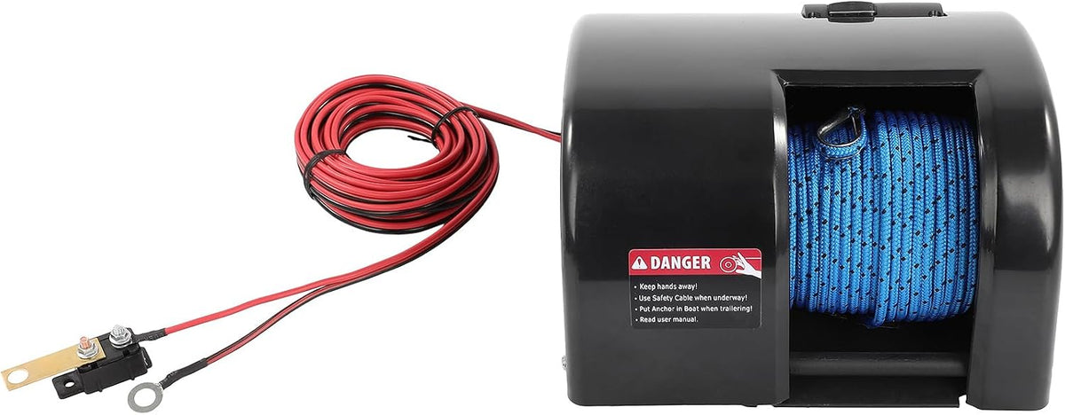 Includes Anchor Roller 25 lb Capacity 100 ft Braided Anchor Rope Electric Boat Anchor Winch for Saltwater Boats 12V Wireless Remote Control Suitable for 20 Foot Boats and Trailers