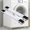 Adjustable Washing Machine Base Fridge Stand, Universal Pedestal Non-Slip Stand, Dryer and Refrigerator Moving Roller Base with 24 Wheels, White, Silver, 2Pcs (White)