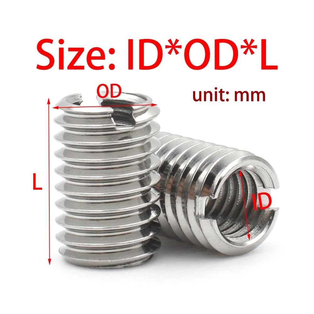 10pcs Stainless Steel Nut Sotted Inside Outside, M2-M12 Self Tapping Thread Insert Adapter Screw Nuts Sleeve Converter Nut(30MM*M12XM20)