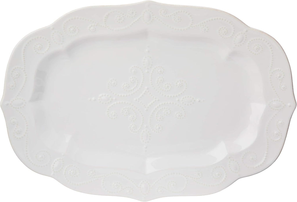 Lenox Serveware, Lenox French Perle White Serving Platter, Oval Shape, 18.5-Inch, Stoneware, Dishwasher Safe, Turkey Platter for Thanksgiving, Winter Hosting, Christmas Serving (White, 1 Piece)