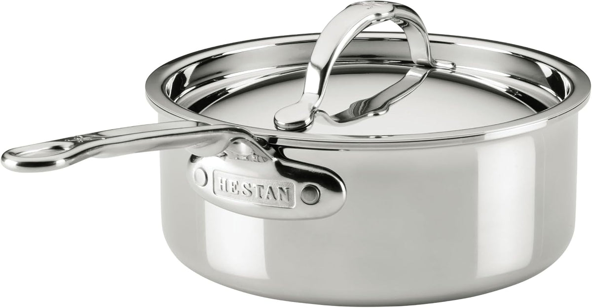 Hestan ProBond Luxe 2-Quart Saucepan with Lid, Professional Clad Stainless Steel, ProCore Tri-Ply Clad Construction, Polished Exterior, Induction & Oven Safe