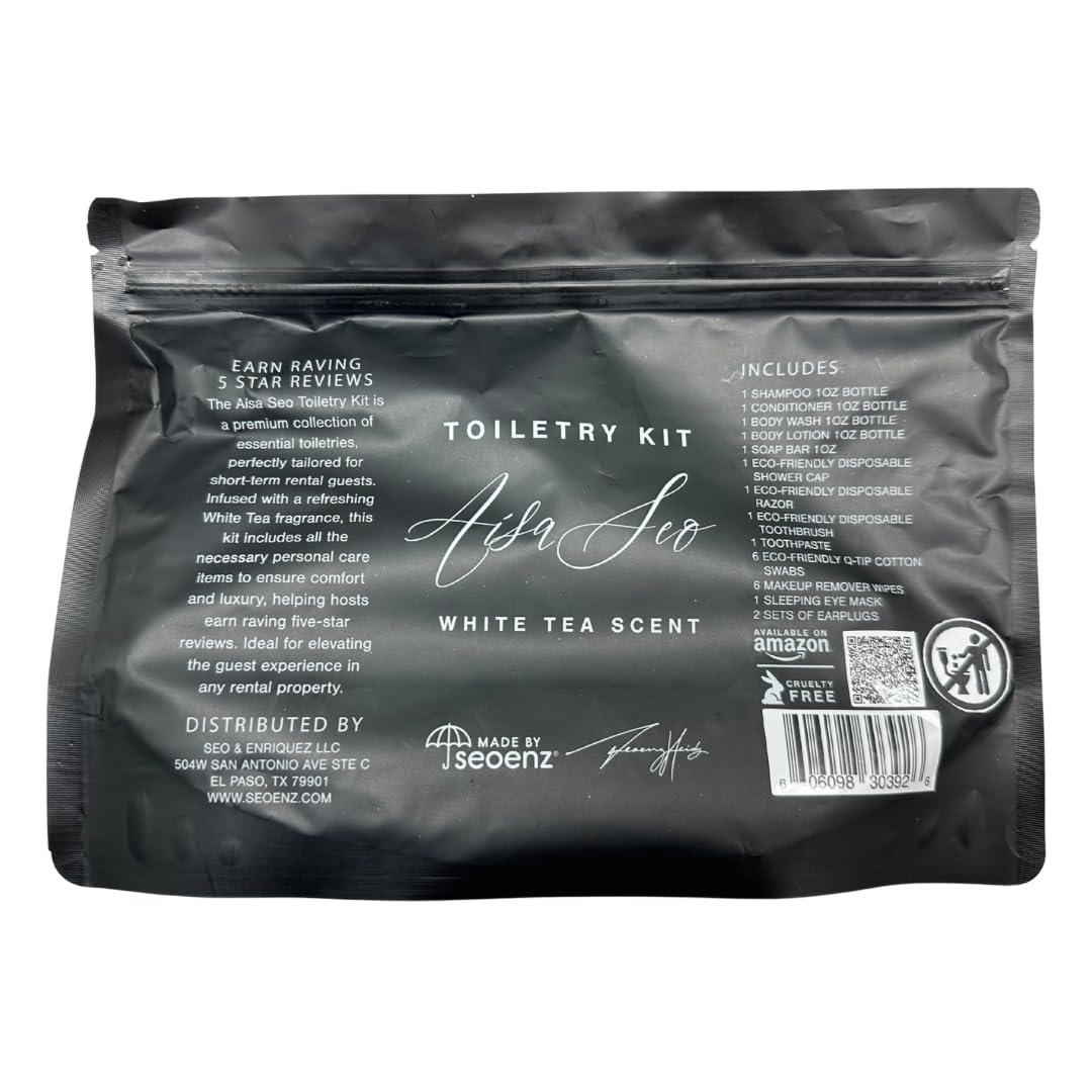 24 Piece Hotel and B&B Toiletry Kit | 1oz Shampoo, Conditioner, Body Wash, Lotion, Bar Soap, Shower Cap, Razor, Toothbrush, Qtips & Makeup Wipes (Kit, 50)