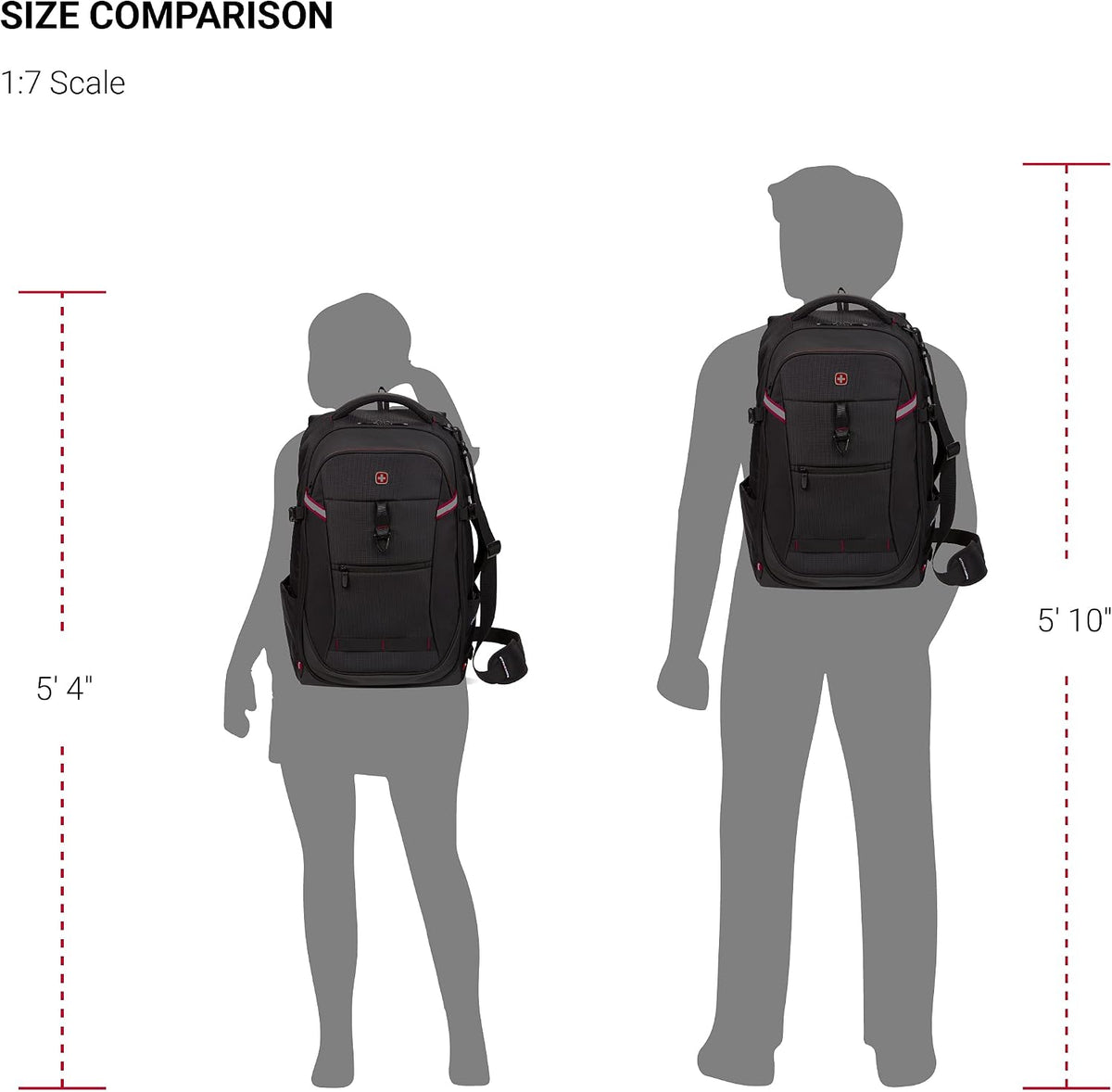 SwissGear 3766 Extra Large 48L Travel Backpack with USB Charging Port, Built-in RFID, Fits 16 Inch Laptop