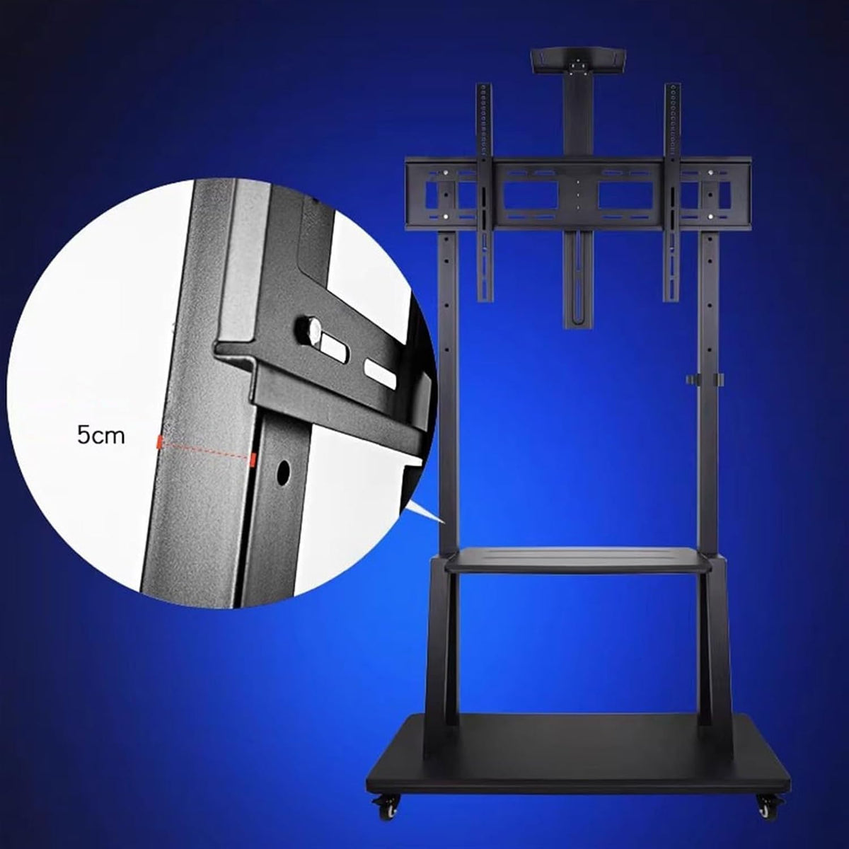Universal Rolling Tv Stand with Wheels - Mobile Floor Tv Cart for 32'-80' Plasma & Flat Screen Tvs - Adjustable Height Sturdy Base Easy Mobility