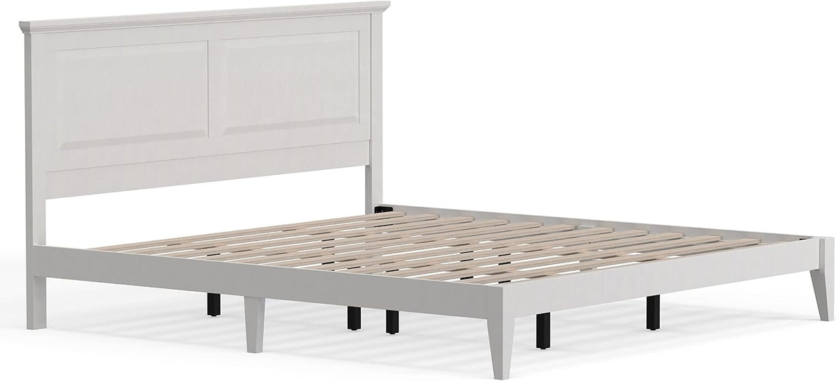 Glenwillow Home Cottage Style Solid Wood Platform Bed in King - Gloss White