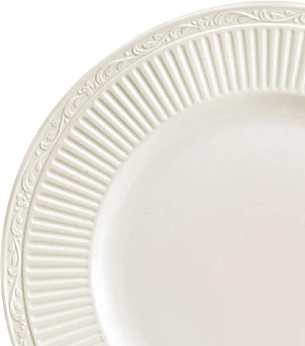 Mikasa Italian Countryside 16-Piece Dinnerware Set - Classic White Porcelain with Fluted Bands, Service for 4 - Dinner Plates, Salad Plates, Bowls, and Mugs, Microwave & Dishwasher Safe