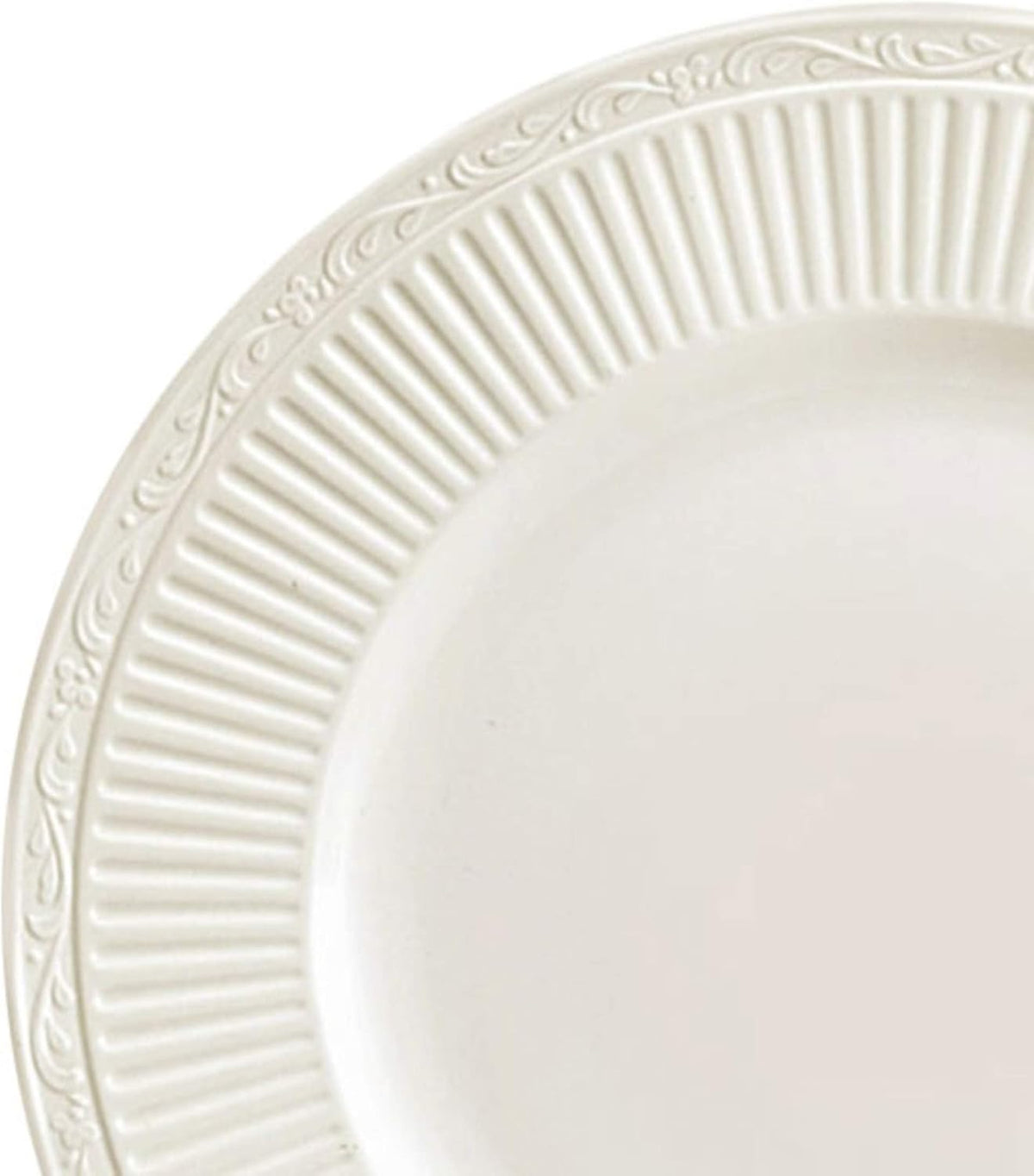 Mikasa Italian Countryside 16-Piece Dinnerware Set - Classic White Porcelain with Fluted Bands, Service for 4 - Dinner Plates, Salad Plates, Bowls, and Mugs, Microwave & Dishwasher Safe