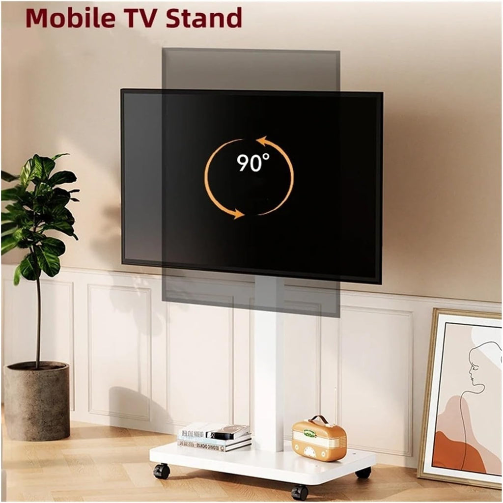 Rolling TV Stand for 10-43 Inch TVs PC, Portable Mobile TV Cart On Wheels Universal Floor Stands(White)