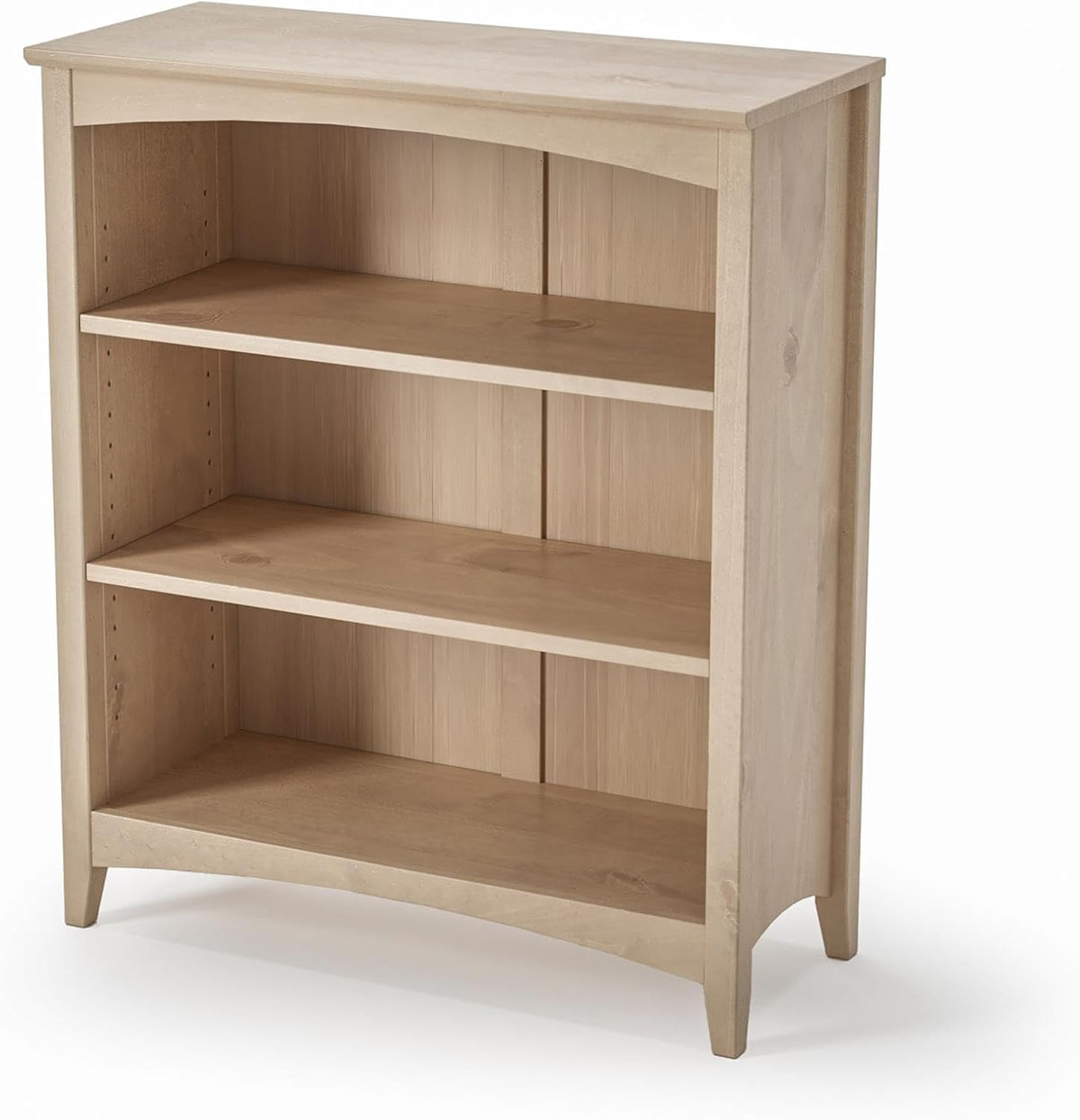 Camaflexi Shaker Style 3 Shelf Bookcase/Solid Wood / 36' High/Adjustable Shelving/Closed Back/Display Bookshelf for Living Room, Bedroom, Home and Office, Light Oak