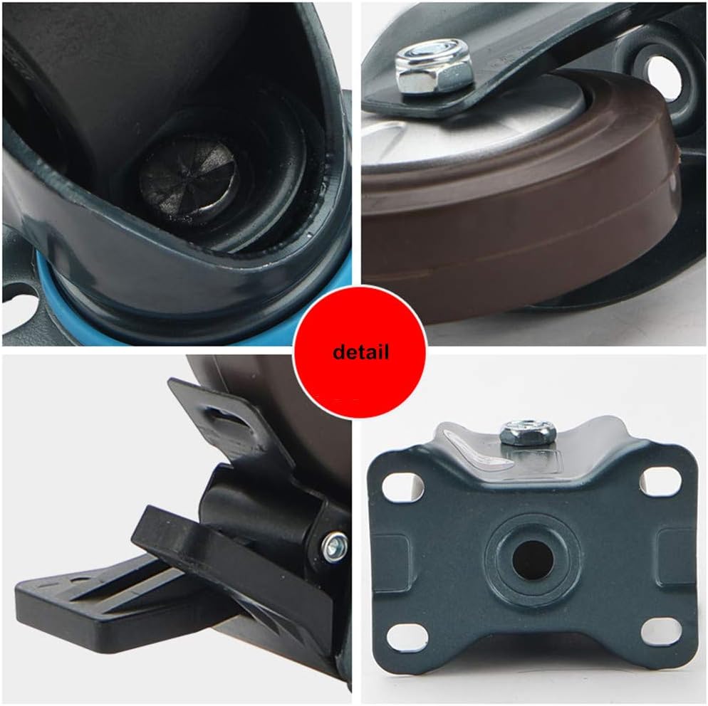 Heavy Duty Swivel Casters 4 Pack Rubber Base Metal Plate Double Locking for Furniture Durable and Sturdy Wheel Casters for Easy Mobility and Safety-Universal-3in/75mm
