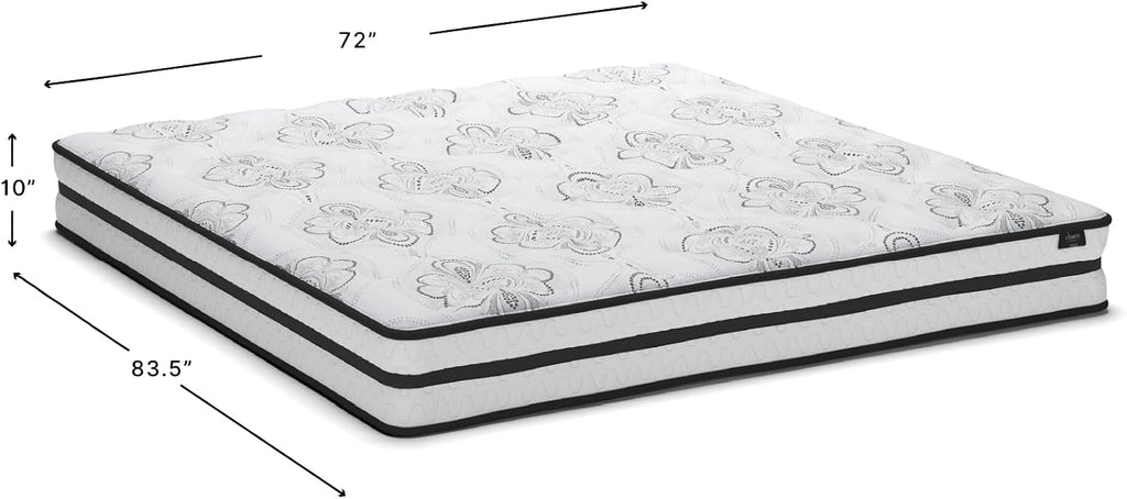 Signature Design by Ashley California King Size Chime 10 Inch Medium Firm Hybrid Mattresswith Cooling Gel Memory Foam for Pressure Relief, Fiberglass Free, Mattress In A Box