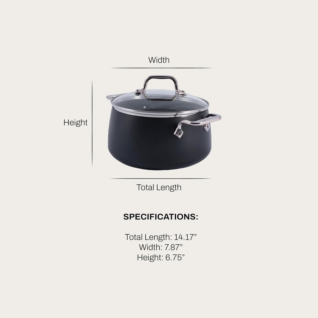 All-Clad HA1 Expert Hard Anodized Nonstick Stock Pot with Lid (4 Qt) For Pasta, Soup, Dishwasher-Safe, Oven-Safe Up to 500°F Compatible with All Stovetops (Gas, Electric & Induction) - Black