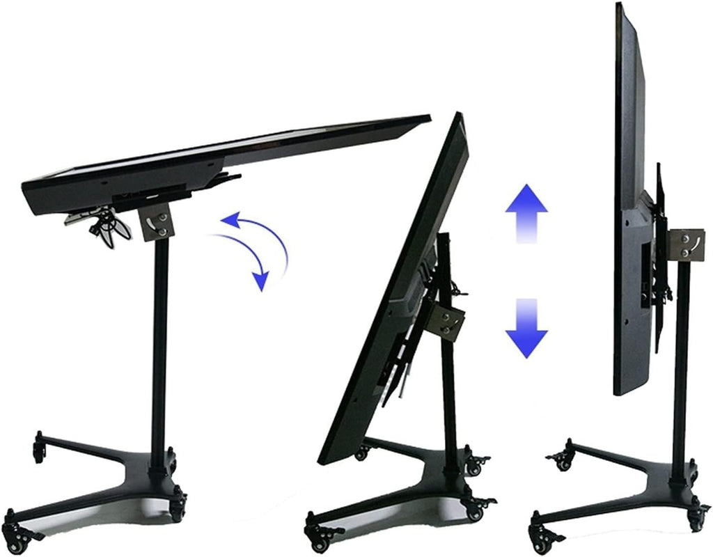 Universal TV Stand with Wheels, Adjustable Mobile TV Cart for 32-55 Inch TVs, Height Adjustable, Rotatable Base, Holds Up to 70lbs