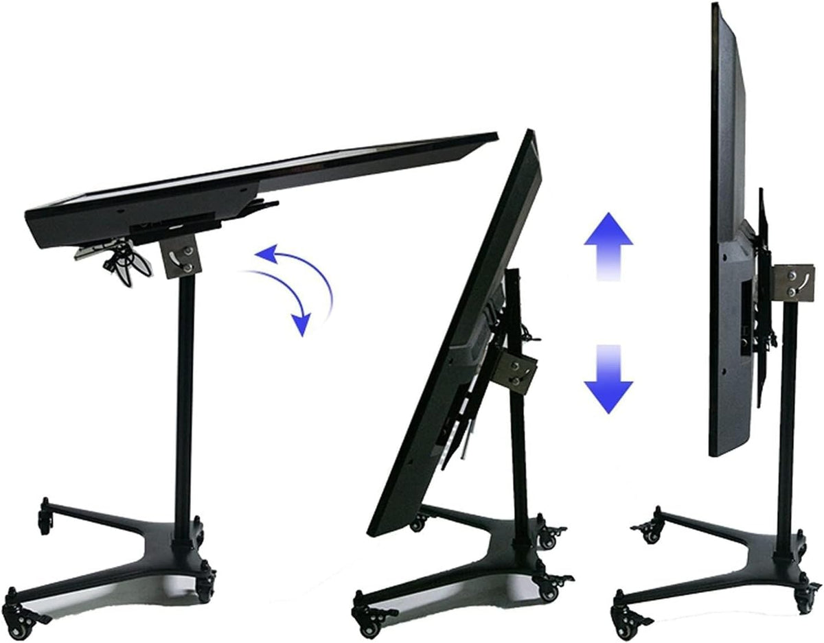 Universal TV Stand with Wheels, Adjustable Mobile TV Cart for 32-55 Inch TVs, Height Adjustable, Rotatable Base, Holds Up to 70lbs