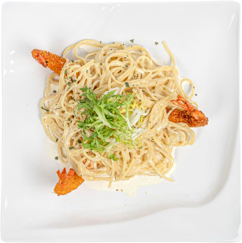 Restaurantware Voga 10 x 10 Inch Serving Plates 10 Square Pasta Plates - Premium Top-Rack DIshwashable White Melamine Serving Platters Serve Appetizers Or Desserts For All Occasions