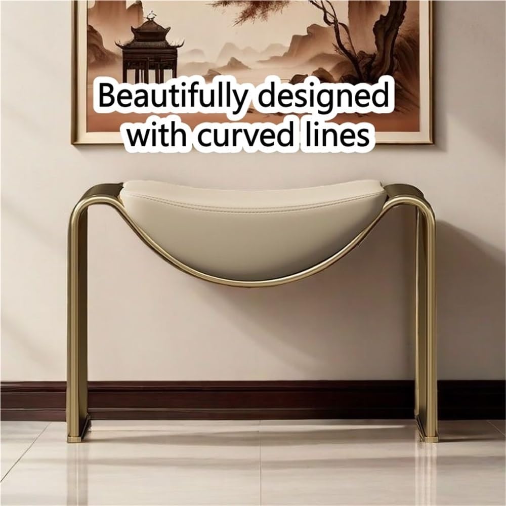 Minimalist Entryway Stool, Compact Foot Rest, Modern Vanity Bench, Stylish Makeup Stool, Multifunctional Shoe Bench for Living Room, Entrance(Silver)