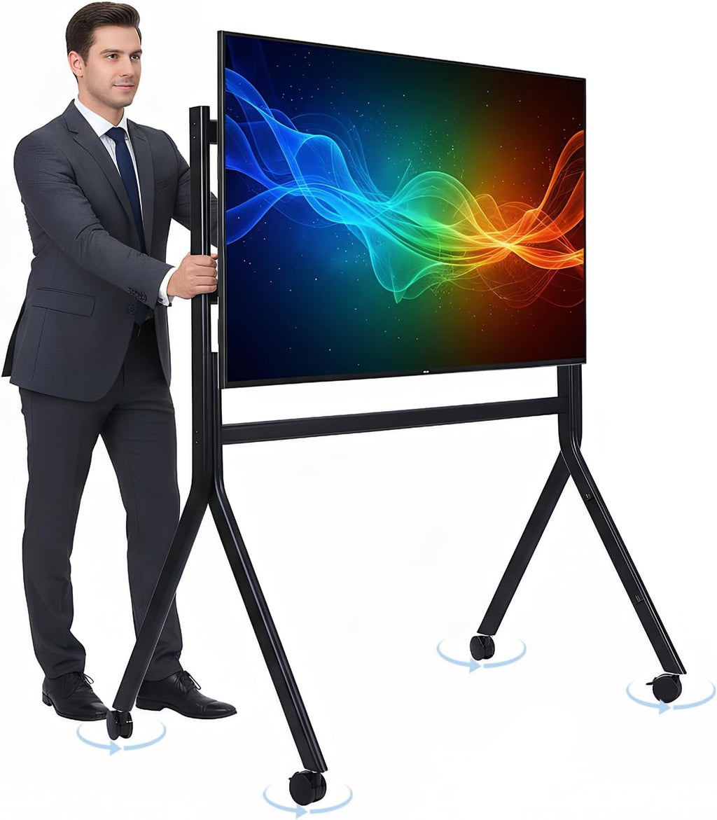 Heavy Duty TV Floor Stand for 86-110 Inch TVs, Mobile TV Cart with Lockable Wheels Max Load 485LBS - Universal Stand for Flat/Curved Screens, Living Room & Commercial Use