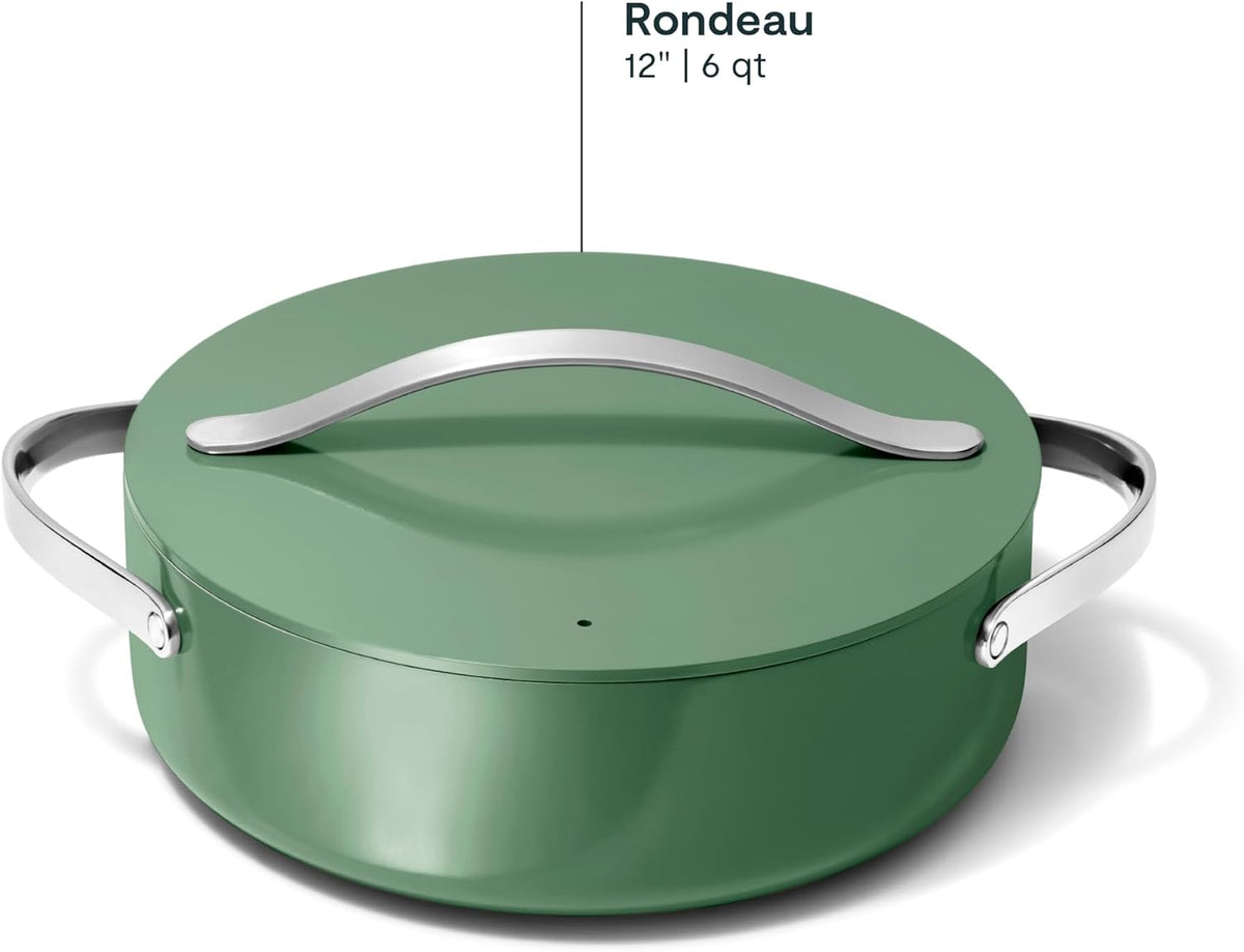 Caraway Rondeau - 6 Qt Non-Stick Pan with Lid - Free From Forever Chemicals - Perfect for Searing, Braising, & Roasting - Sage