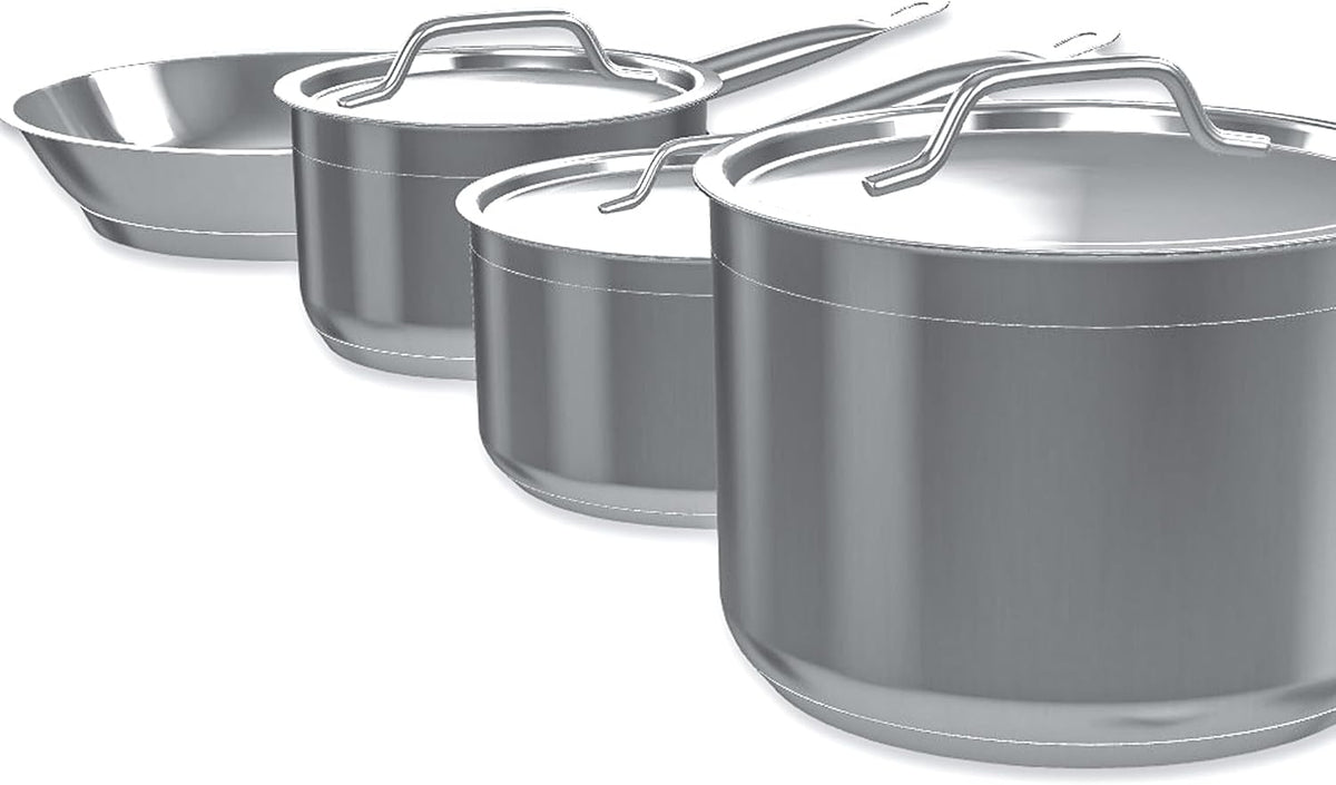 Stainless Steel Cookware Set, Induction Ready Pots And Pans Set With 9.5' Fry Pan, 2 Qt, 4.5 Qt & 6.75 Qt Saucepans With Lids, Stainless Steel Pot Set (7 Piece)