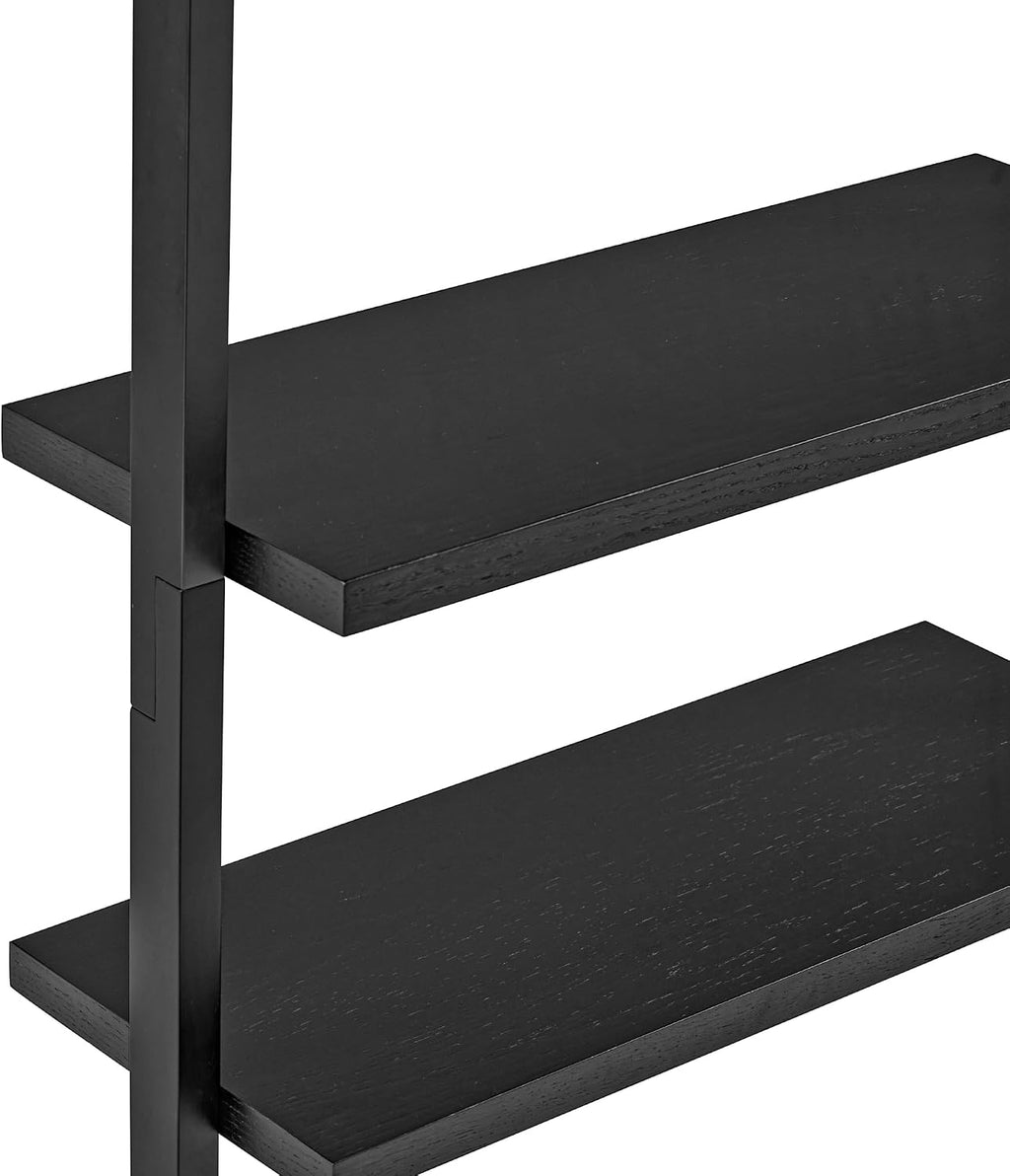 Nathan James Beacon Bohemian 5 Tier Bookshelf, Wall Mounted Bookcase, Solid Wood Bookshelf in Black Oak, Set of 3