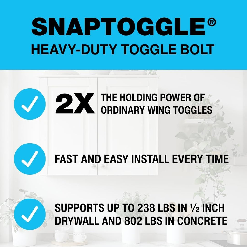 TOGGLER SNAPTOGGLE BB Toggle Anchor, Zinc-Plated Steel Channel, Made in US, 3/8' to 3-5/8' Grip Range, for 1/4'-20 UNC Fastener Size (Pack of 200)