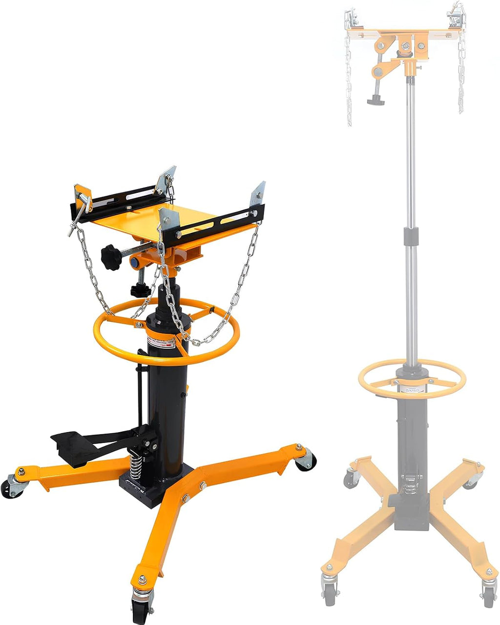 Transmission Jack 1660 lbs/ 0.75 Ton Capacity Hydraulic Telescopic Transmission Jack 34' - 68' Adjustable Height Telescoping Transmission Hydraulic with 360° Swivel Wheels Lift Hoist