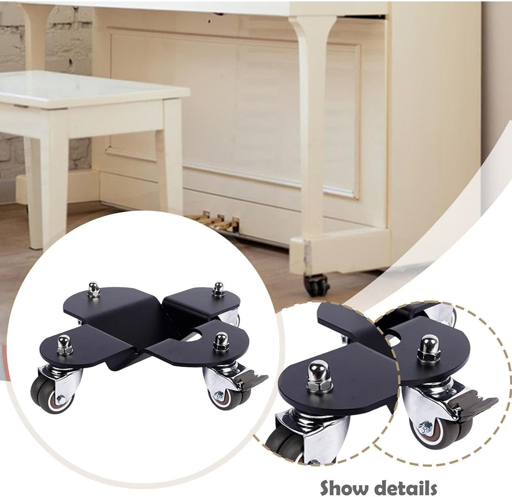 3PCS Grand Piano Trolley Auxiliary, Heavy Duty Universal Mobile Base with 4 Wheels, Thickened Steel Plate, 800 kg Load Capacity, Furniture Dollies for Grand Piano, Refrigerator Cabinet