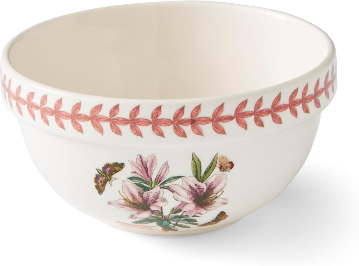 Portmerion Botanic Garden Meadow - 5' Round Stacking Bowl (Set of 6) | Assorted Florals with Colorful Laurel Leaf Border| Earthenware | Microwave & Dishwasher Safe | Home & Restaurant for Daily Use