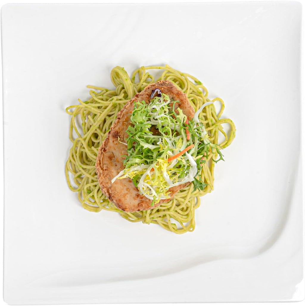 Restaurantware Voga 12 x 12 Inch Serving Plates 10 Square Pasta Plates - Premium Top-Rack DIshwashable White Melamine Serving Platters Serve Appetizers Or Desserts For All Occasions