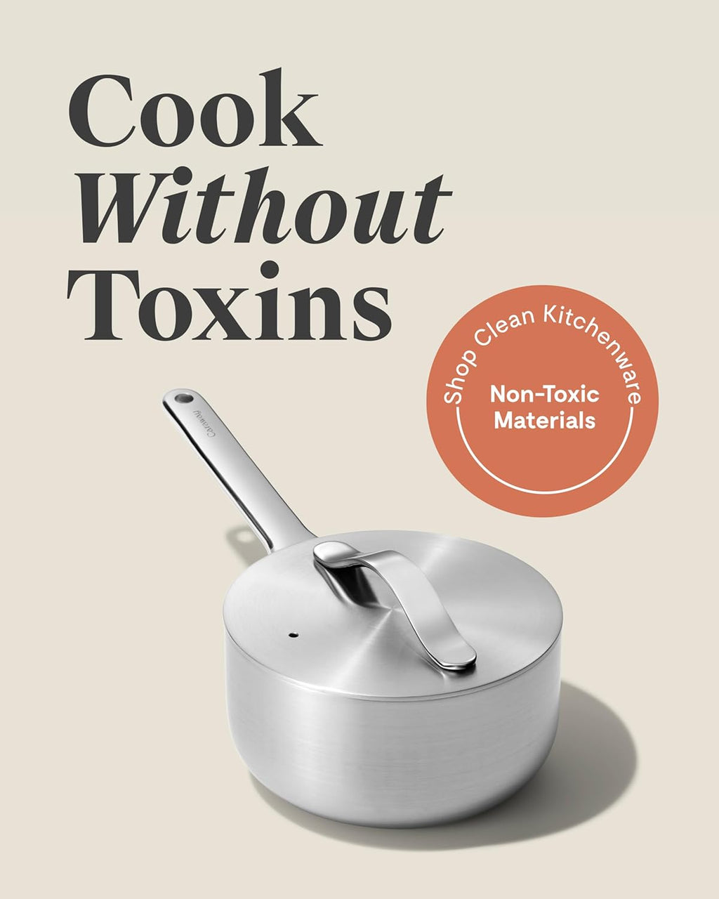 Caraway Stainless Steel Sauce Pan (1.75 Qt) - 5-Ply Stainless Steel - Oven Safe & Stovetop Agnostic - Non Toxic, PTFE & PFOA Free