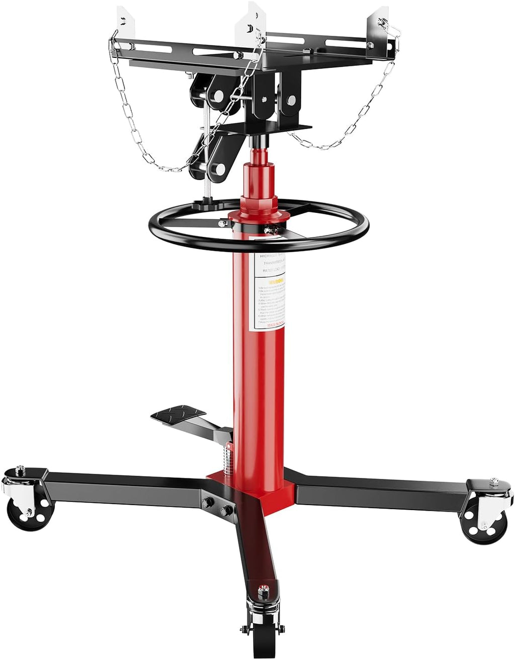 1320lbs Capacity Transmission Jack High Lift, Hydraulic Jack for Car 2-Stage Telescopic, 34.3'-68.5' Adjustable Height, Foot Pedal & 360° Swivel Wheels