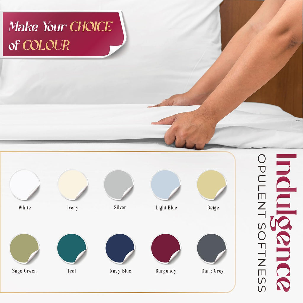 Mayfair Linen 100% Egyptian Cotton Queen Sheet Set - Luxury 1200 Series Egyptian Cotton Sheets Queen Size (4 PC, White), Silky Soft, Cooling & Breathable, 17' Deep Pocket Sateen Weave Hotel Bedding