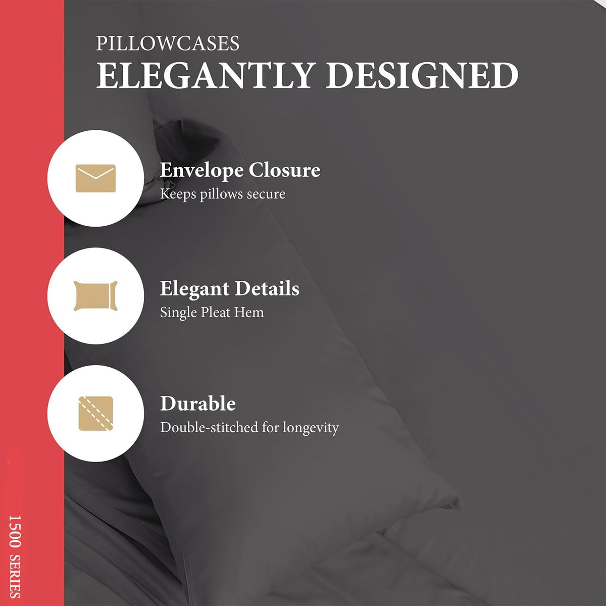 100% Egyptian Cotton Sheets Queen Size Bed Set - Luxury 1500 Series Prestige Collection Queen Sheet Set (4 PC, Dark Grey), 17' Deep Pocket, Silky Soft, Cooling, Sateen Weave Bedding