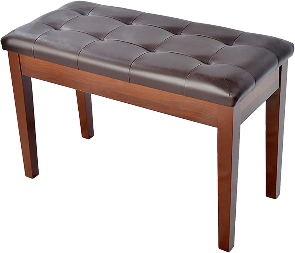 Vanity Bench,Leather Piano Bench Double Wooden Piano Stool Keyboard Bench with Storage CompartmentSturdy Wooden Legs Soft Pu Leather Cushion (Walnut Brown)，Walnut Brown