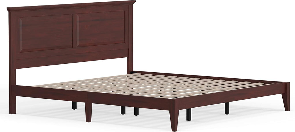 Glenwillow Home Cottage Style Solid Wood Platform Bed in King - Classic Cherry