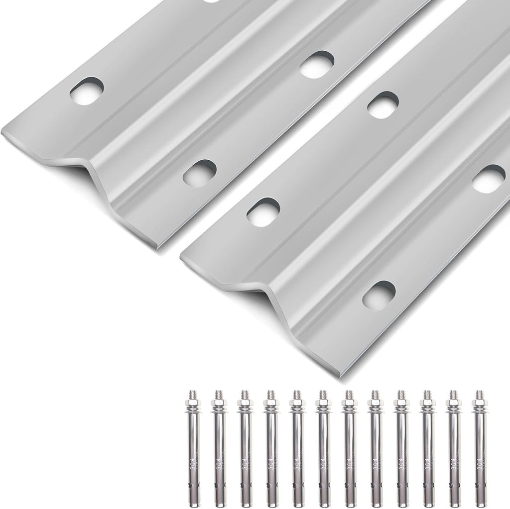 16ft V-Track for Sliding Gates, Galvanized Steel Heavy-Duty Inverted V-Groove Track with Hammer Drive Anchors, Durable & Rust-Resistant Rolling Gate Rail for Driveways Systems(8FT2PCS)