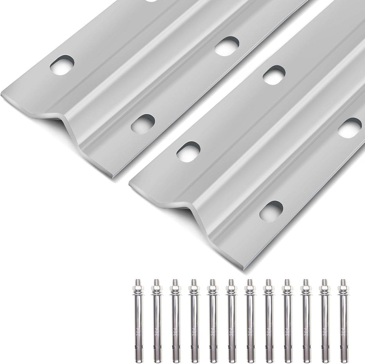 16ft V-Track for Sliding Gates, Galvanized Steel Heavy-Duty Inverted V-Groove Track with Hammer Drive Anchors, Durable & Rust-Resistant Rolling Gate Rail for Driveways Systems(8FT2PCS)
