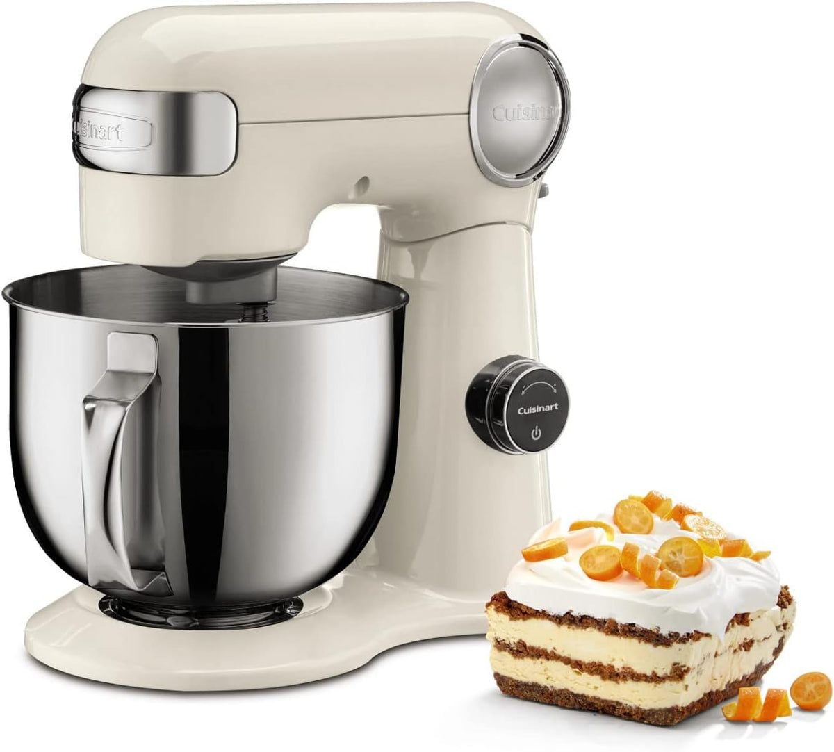 Cuisinart SMD-50CRM Precision Pro 5.5-Quart Digital Stand Mixer with 12-Speeds, 3 Preprogrammed Food Prep Settings, Mixing Bowl, Chef's Whisk, Flat Mixing Paddle, Dough Hook, and Splash Guard, Cream
