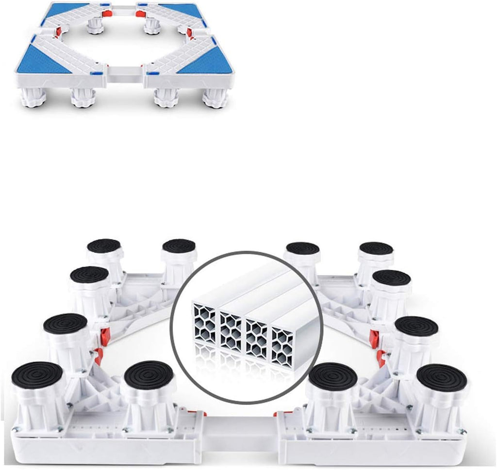 Adjustable Washing Machine Base Shockproof Base Stand Universal Base Fridge Stand Washing Machine Holder Stent Appliance Rollers Floor Trays 4/8/12 Feet for Cabinet Vertical A