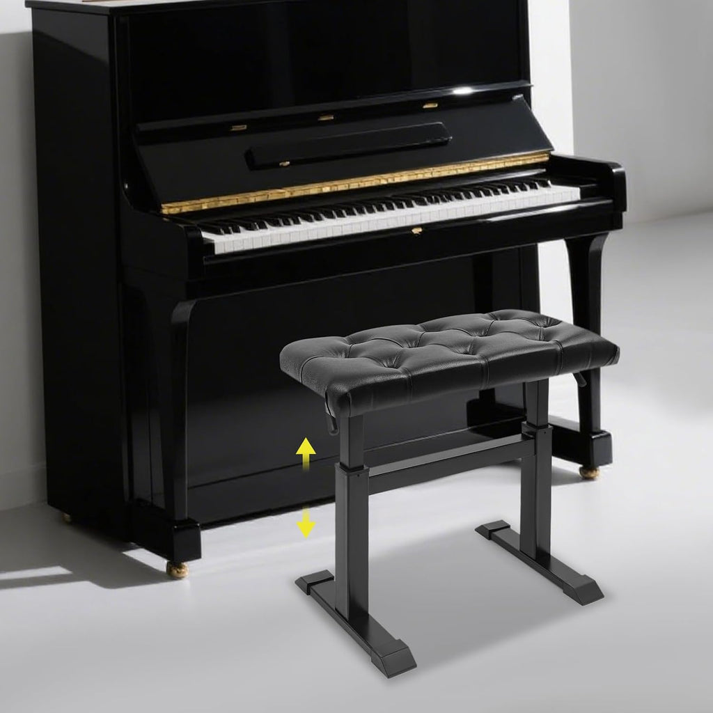 18''-23'' H Adjustable Piano Bench, Heavy Duty Keyboard Piano Stool, Piano Chair with PU Leather Cushion, Hydraulic Lifting Keyboard Bench(Black)