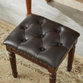 Vanity Bench Stool with Upholstered Seat Home Chairs Button Padded Cushion Leather Vanity Bench Multi-Functional Footstoolfor Makeup Piano Garden Living Room & Bedroom,Black,16 * 14 * 18in
