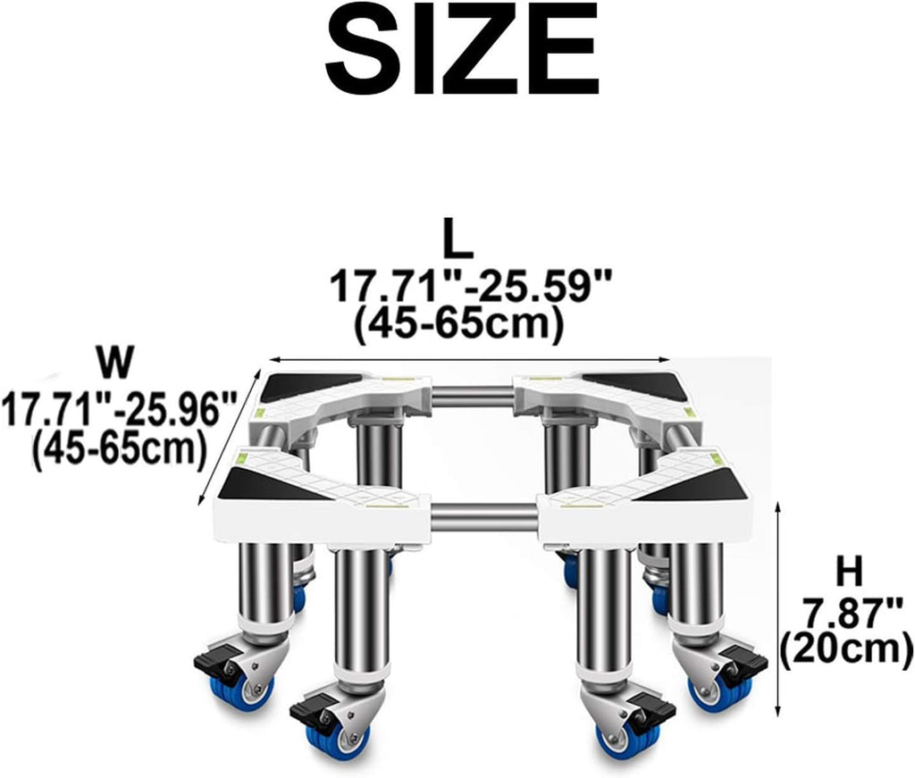 Adjustable Washing Machine Base Heavy Duty Washing Machine Base with Wheels Universal Appliance Trolley Multifunctional Fridge Stand Dryer Base Bracket 45-65cm Moving Home App