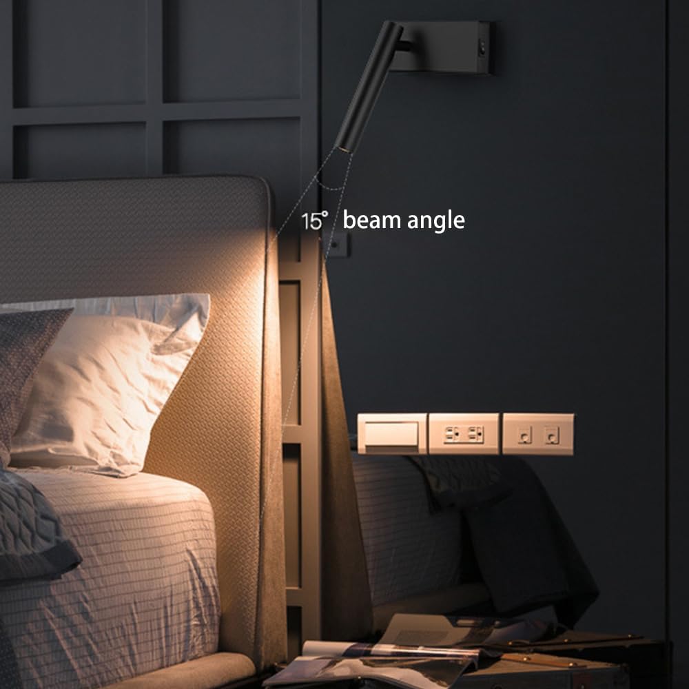 Book Light for Reading in Bed, LED Wall Reading Lamp Adjustable Spotlights with Button Switch, Modern Wall Mounted Reading Lamp, Reading at Night Book Lights