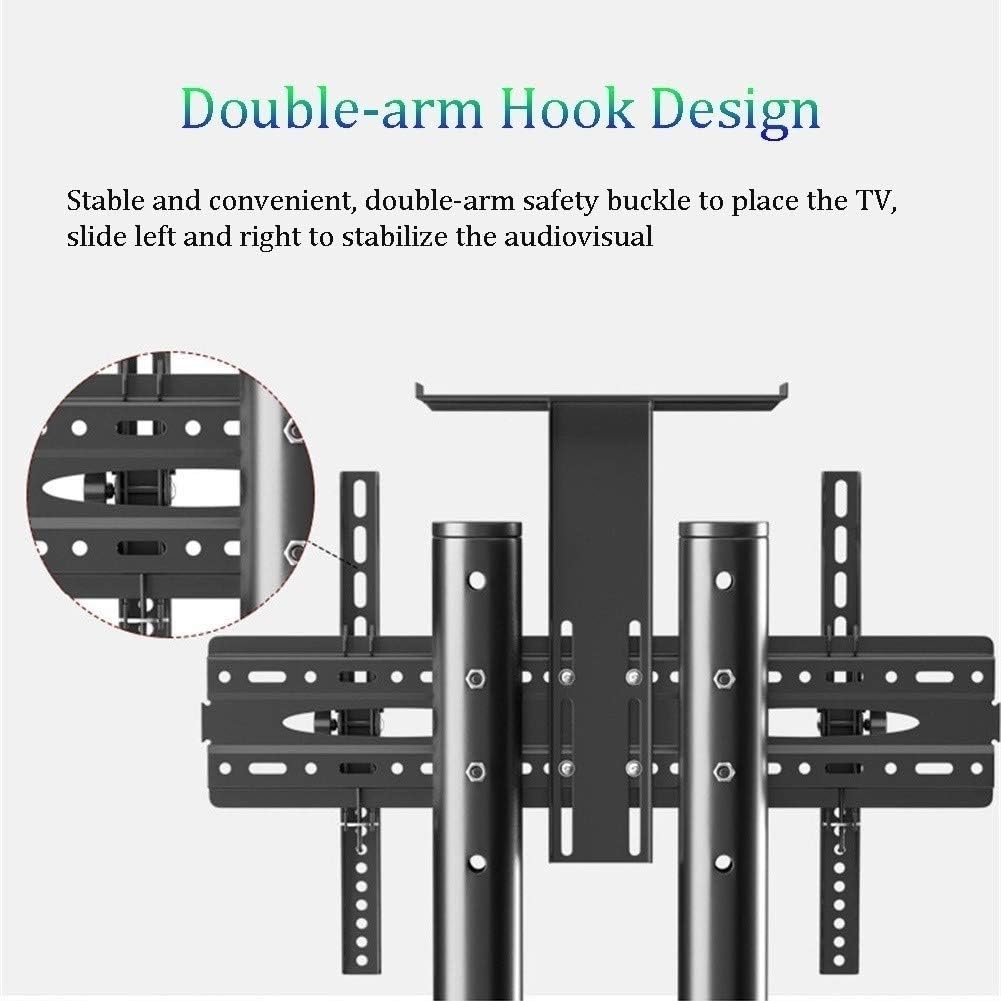 Mobile TV Cart, with Wheels Portable Floor Stand Rolling for 32'-65' LCD Led Flat Screen Curved TVs, Height Adjustable Black TV Stand Beautiful Scenery