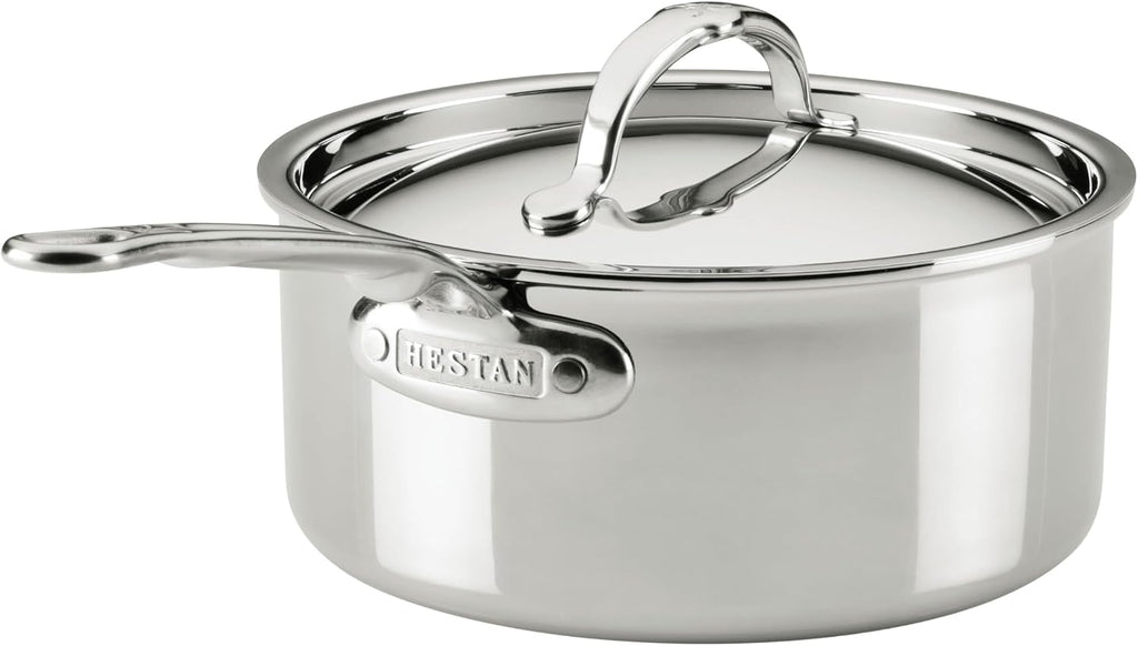 Hestan ProBond Luxe 3-Quart Saucepan with Lid, Professional Clad Stainless Steel ProCore Tri-Ply Clad Construction, Polished Exterior, Induction & Oven Safe
