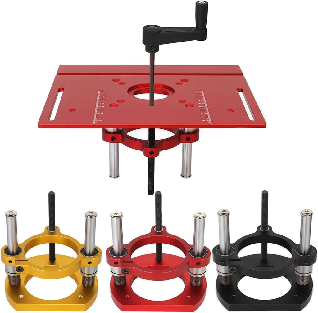Router Lift 65mm Universal Trimming Machine Router Lift Table Base For Woodworking Benches Table Aluminum alloy Base Tool(Red)